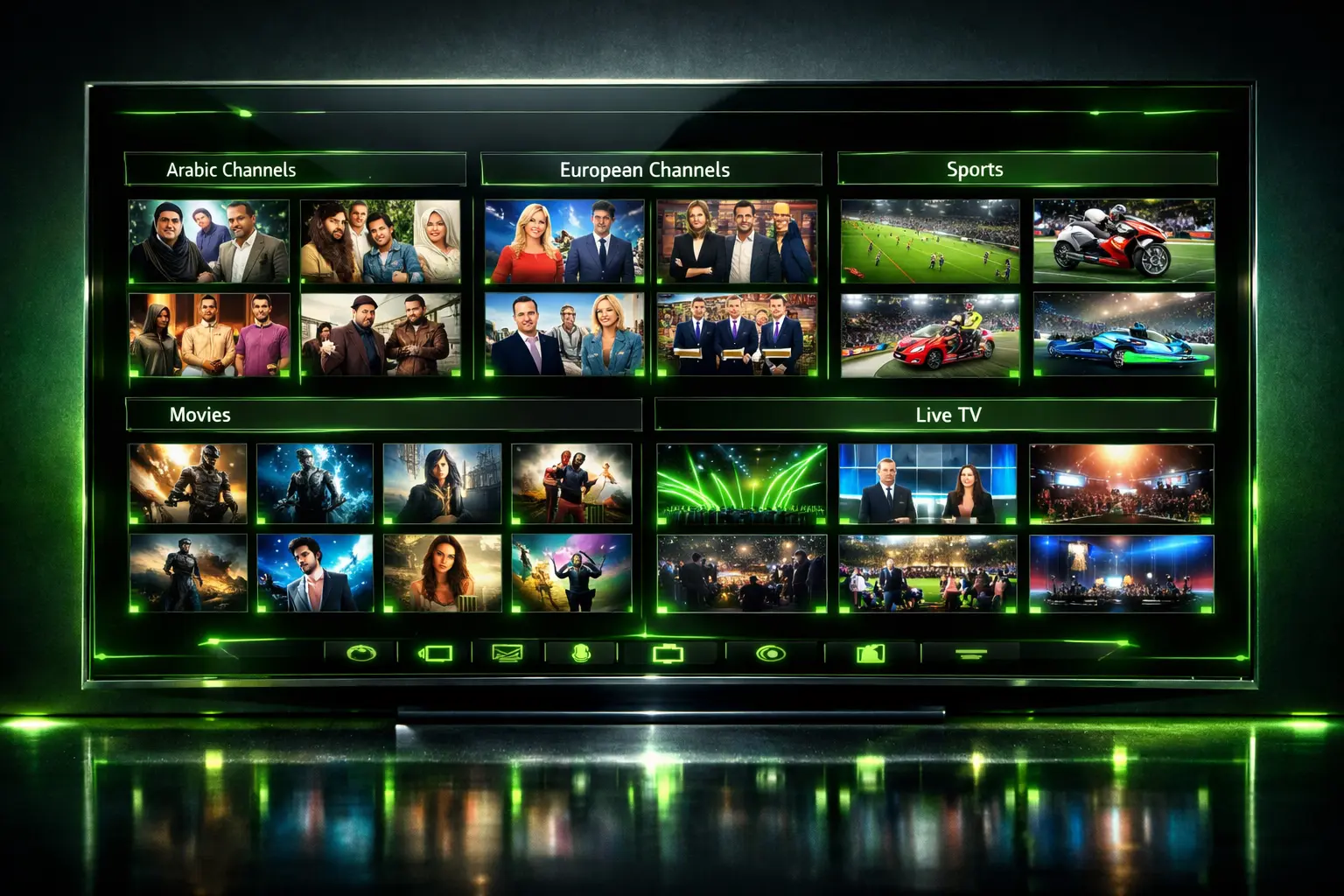 IPTV channels list with sports movies and live TV