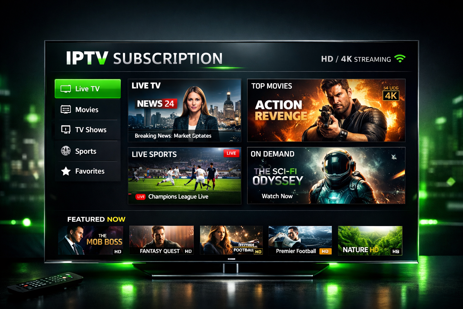 IPTV subscription service with HD and 4K streaming