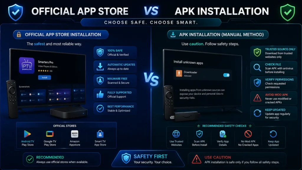 IPTV Smarters Pro app store version vs APK version
