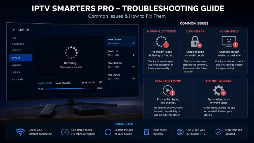 IPTV Smarters Pro troubleshooting common issues